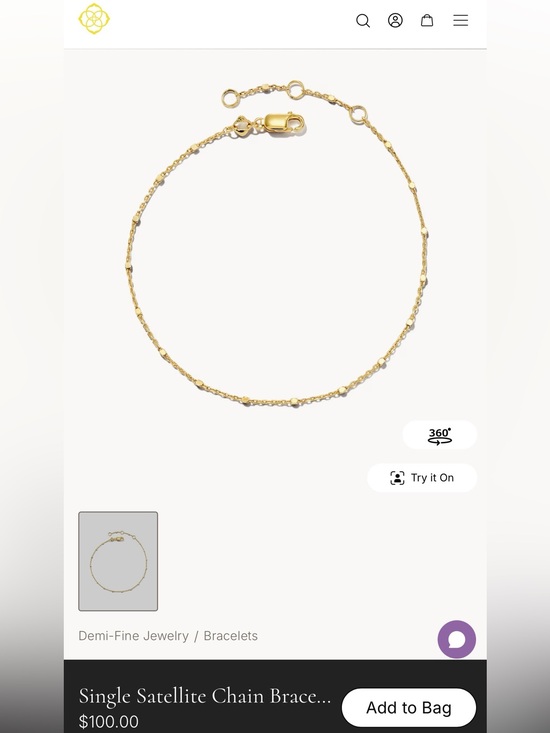 Kendra Scott Single Satellite Chain Bracelet- gold vermeil